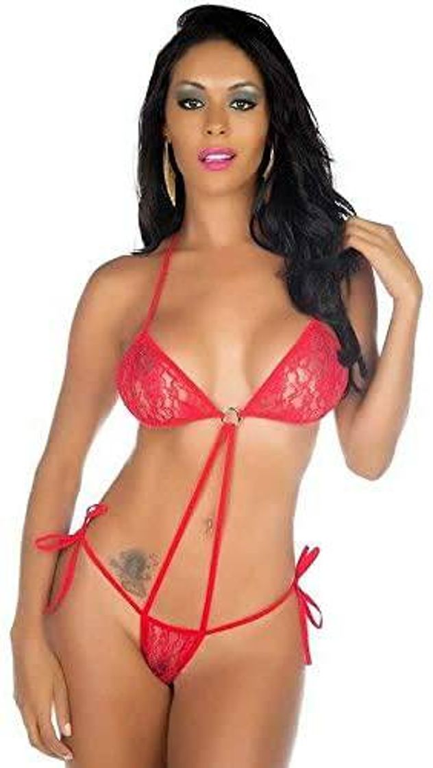 Product Fantasia Sensual Feminina Body Argola Vermelho Lingerie Erót