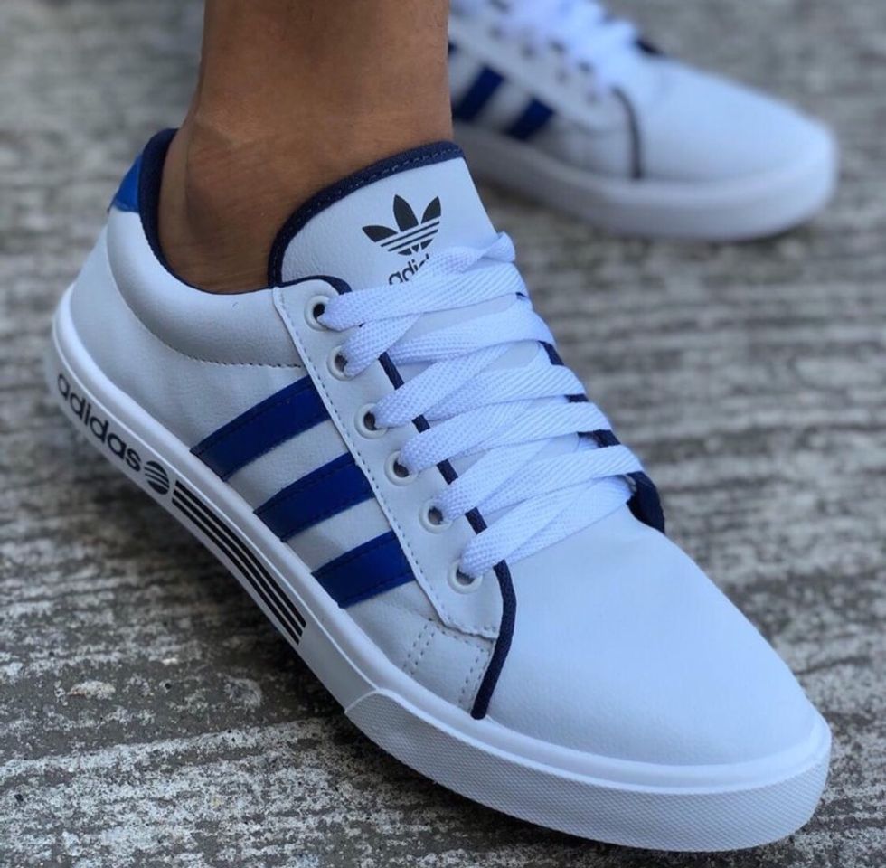 Fashion Tênis Adidas Listra Azul