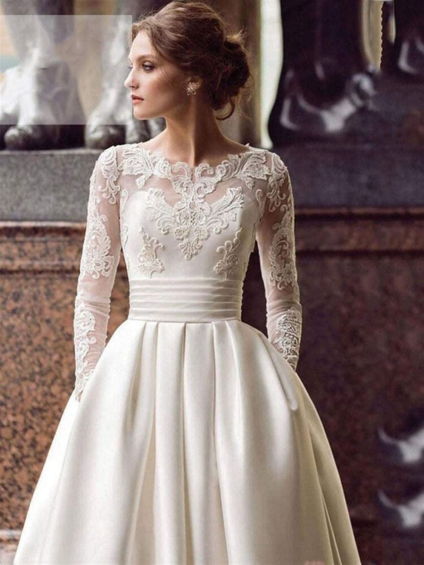 Social QING XIN-1225 Wedding Dress,Prom Dresses del Banquete de Manga Larga Vestido de