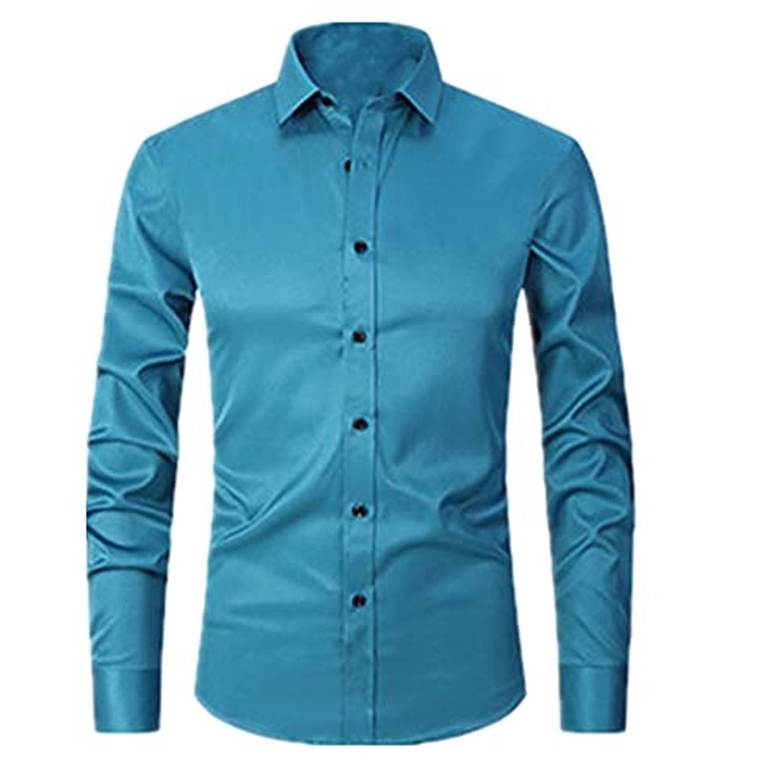 Social N\P Camisas de vestir de fibra de los hombres Casual Slim Fit manga larga camisas sociales masculinas