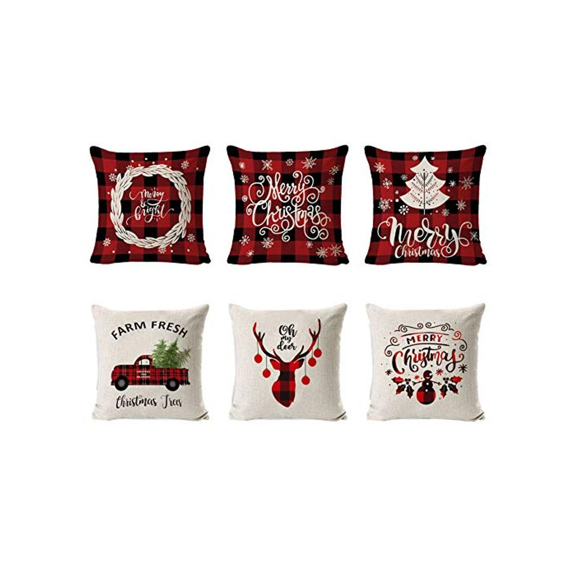 Products 6 Piezas Fundas Navideñas para Cojines,Fundas Cojin Serie De Navidad,Almohada de Navidad