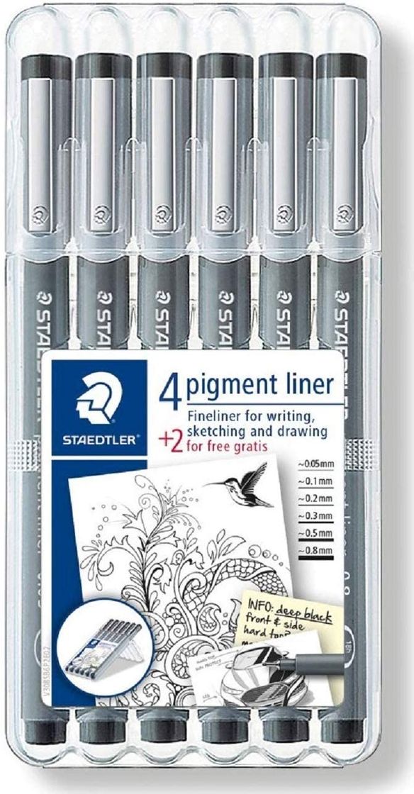 Social Staedtler 308 SB6P - Rotuladores Fineliner Pigment Liner, estuche con 4