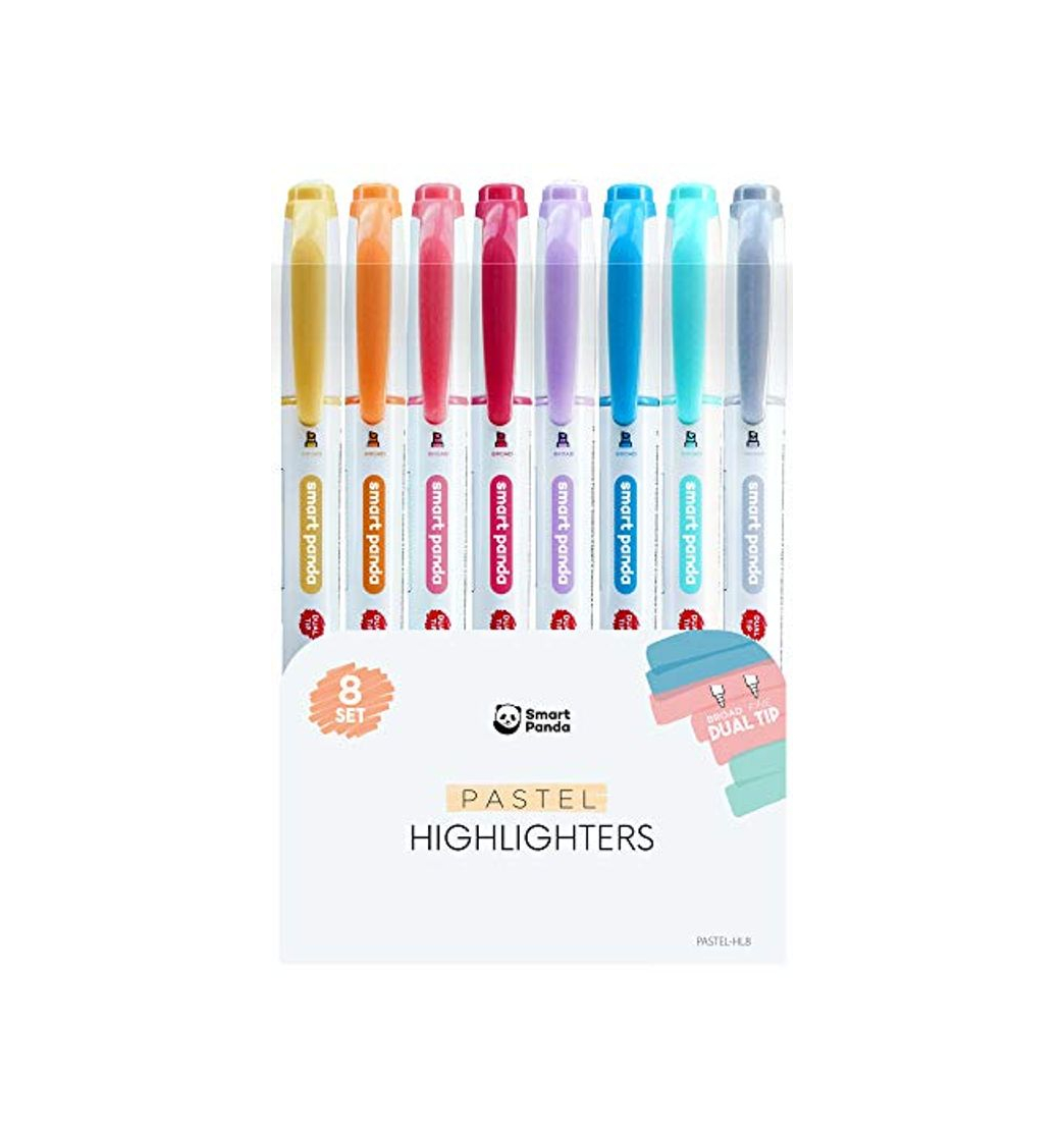Social 8 Subrayadores Color Pastel de SmartPanda – Rotuladores Fluorescentes de Dos Puntas