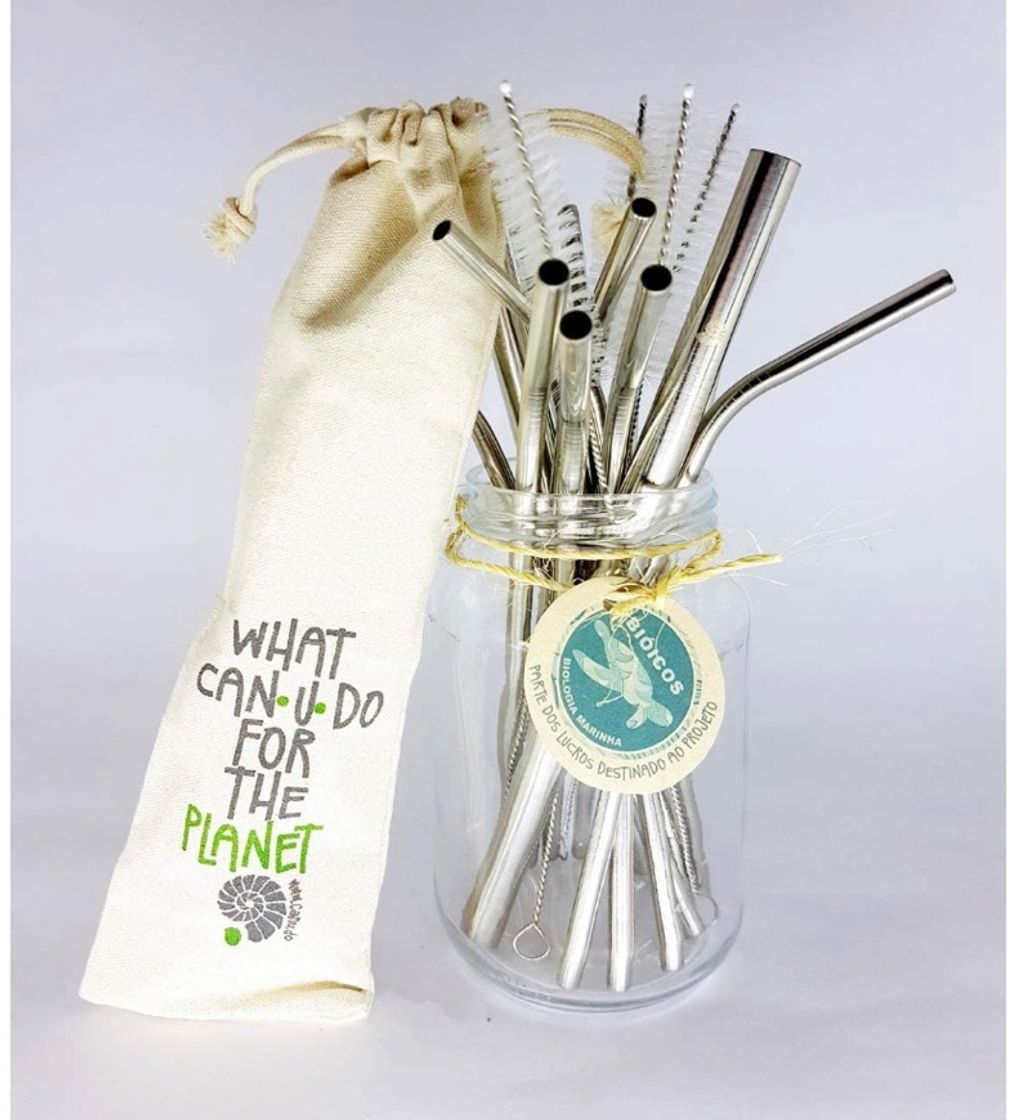 Social Kit 6 em 1-4 Canudos de Inox + Escova + Ecobag