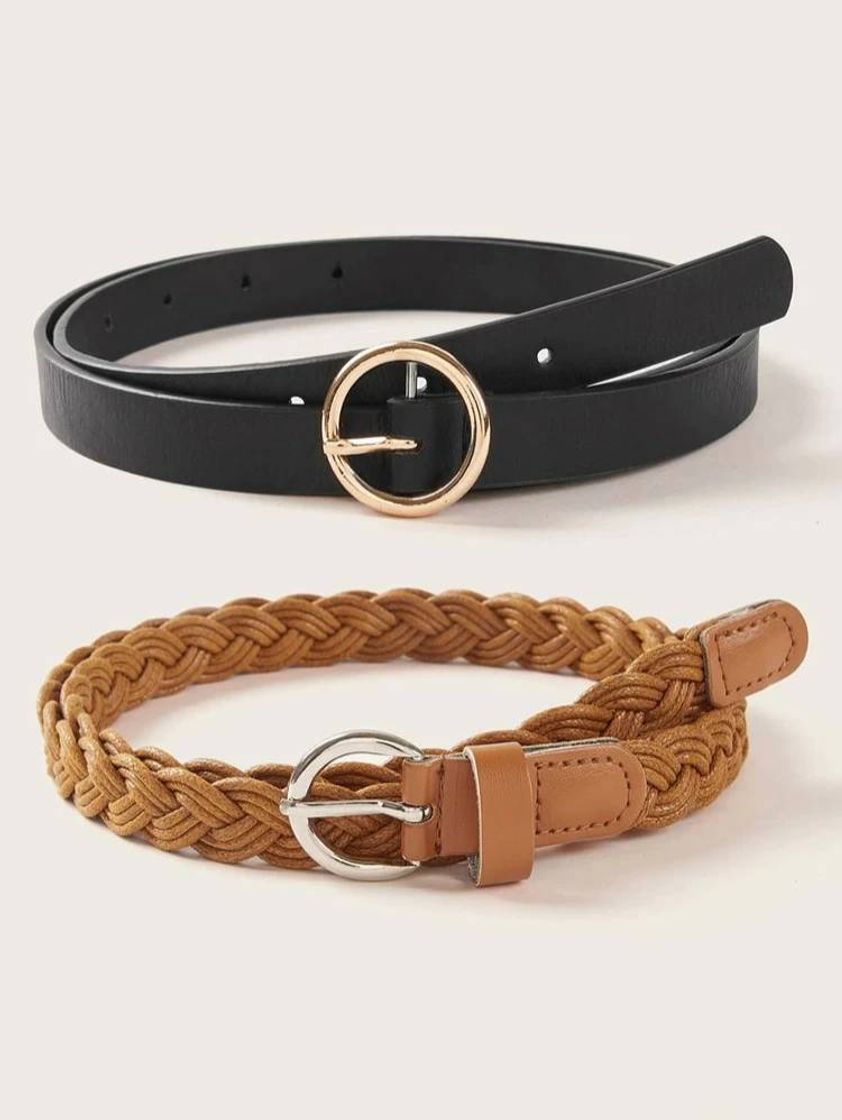 Fashion 2pcs Trançado O-Ring Buckle Belt

