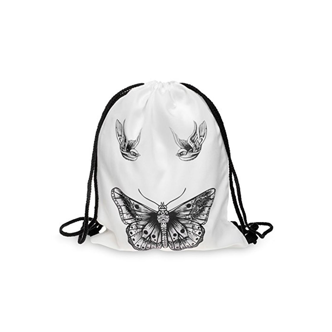 Moda Fullprint Gimnasio Nadar Escuela Deporte cincha Saco Bolsas Mochila Hipster Butterfly Tatoo White [010]