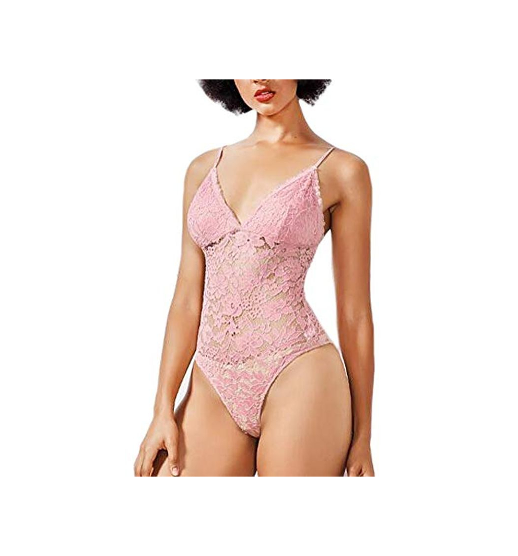 Social Awake Lingerie Rebecca Body de Babydoll Encaje Floral, Conjunto Lencería sin Aro