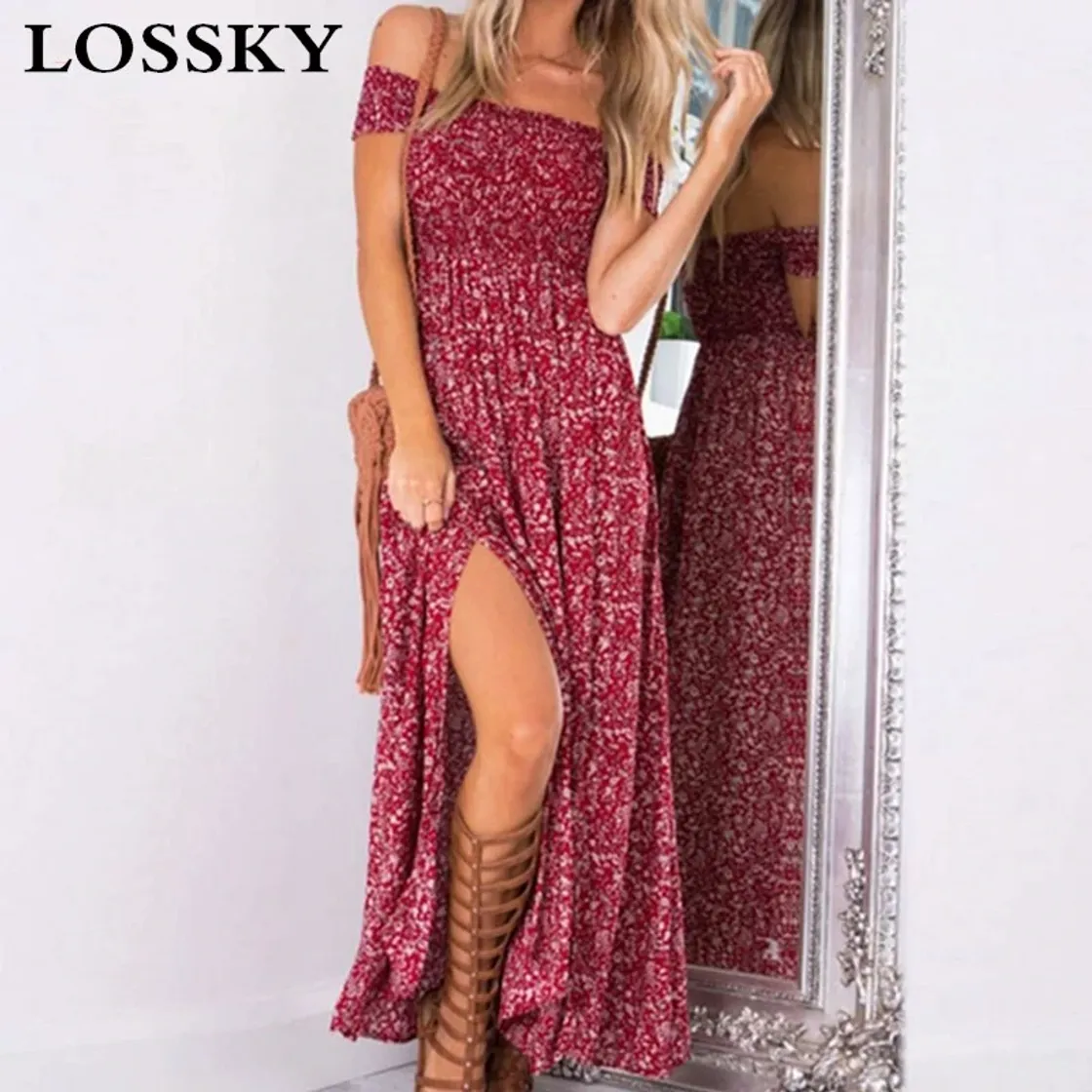 Product Vestidos Mujer Casual Playa Largos Boho Floral Maxi Vestido Bohemio Tirantes Playa