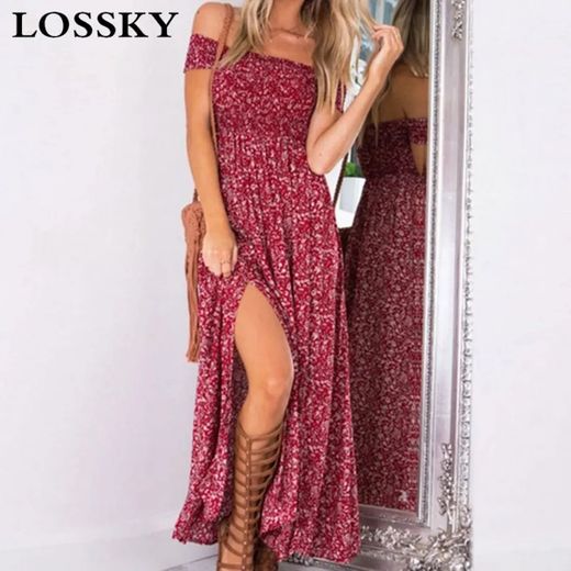 Vestidos Mujer Casual Playa Largos Boho Floral Maxi Vestido Bohemio Tirantes Playa