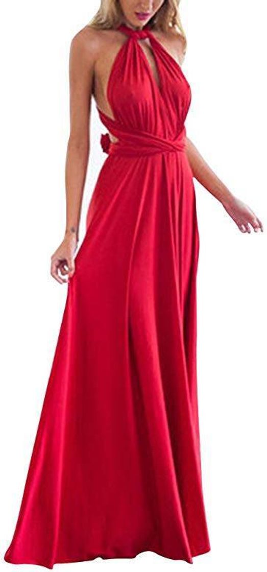 Fashion Vestido vermelho com costas abertas 