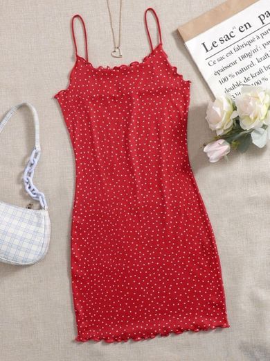 Vestido rojo con topos