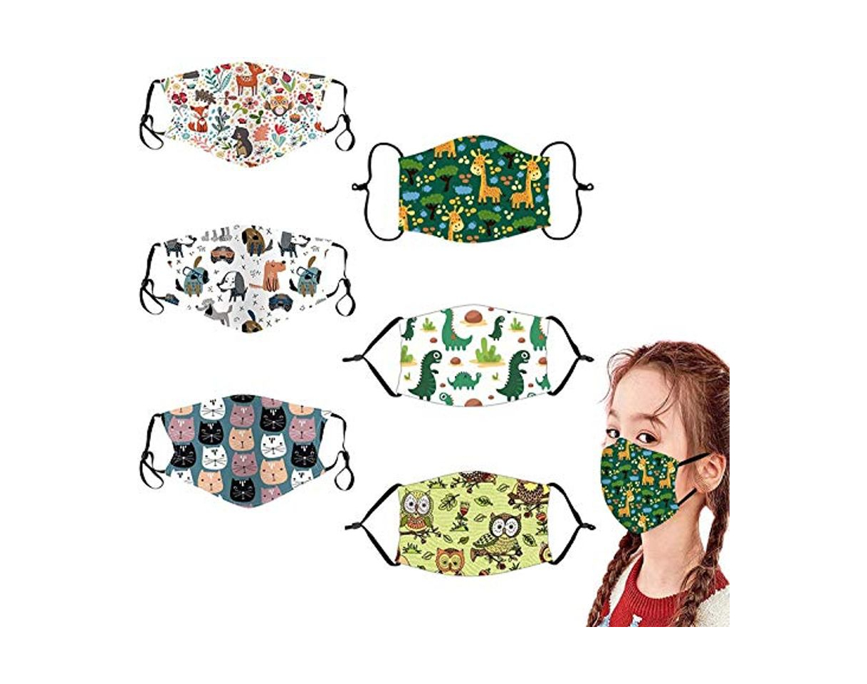 Moda GXZOCK 6 piezas Reutilizables Niños Cara Lavables Algodón facial Unisex para Interiores