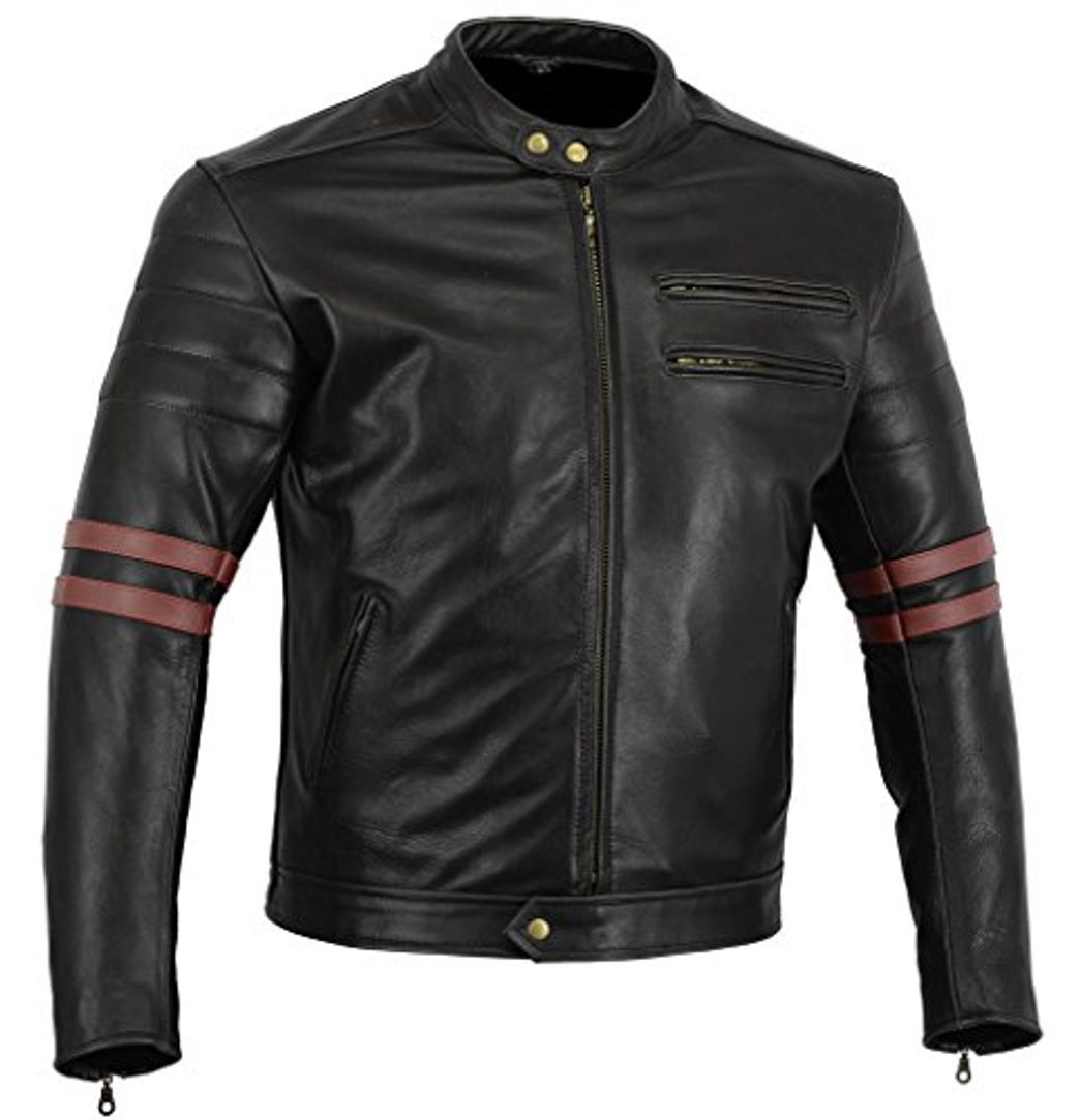 Producto Australian Bikers Gear Chaqueta Moto Black Premium en Cuero Twinstripe Racer