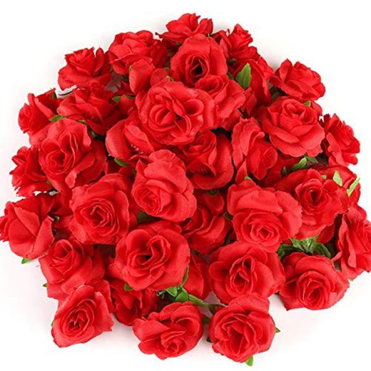 Kesote 50 Cabezas de Rosas Artificiales Flores Artificiales para Manualidades Decoración de