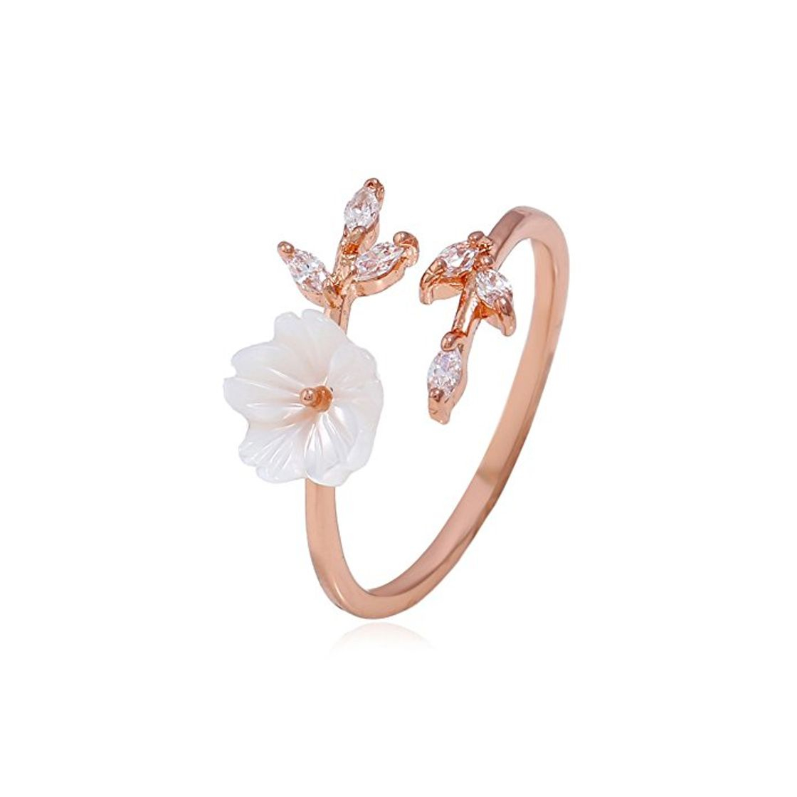 Social Topdo Moda Anillo de Flor Chispeantes con Zircon Ajustable Anillo de Extremo