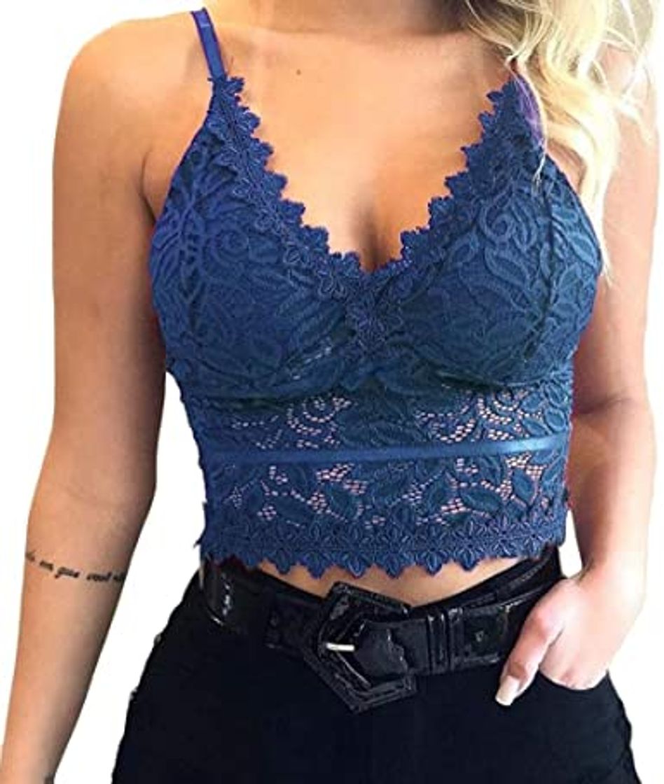 Fashion Luckycat Mujer Sexy Sujetador de Encaje Profundo V Bralette Ropa Interior inalámbrica Ropa Interior