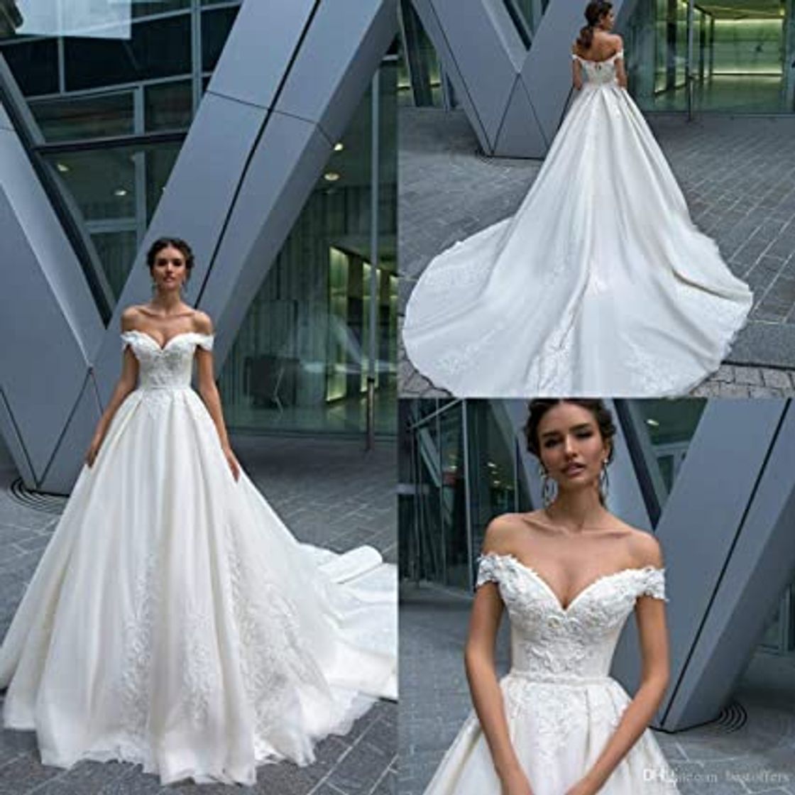 Moda QING XIN-1225 Wedding Dress,Prom Dresses Rebordeó la Novia de la Boda Floral