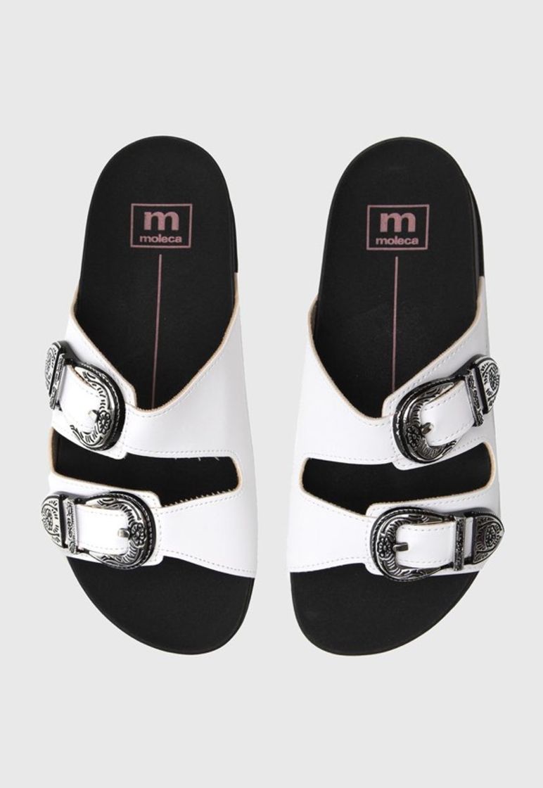 Moda Rasteira Birken Moleca Fivela Branca - Compre Agora