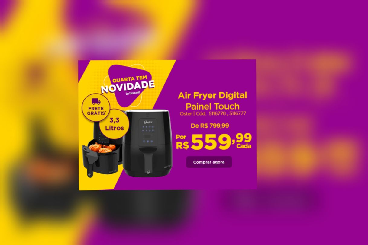 Social Fritadeira Air Fryer Digital Painel Touch