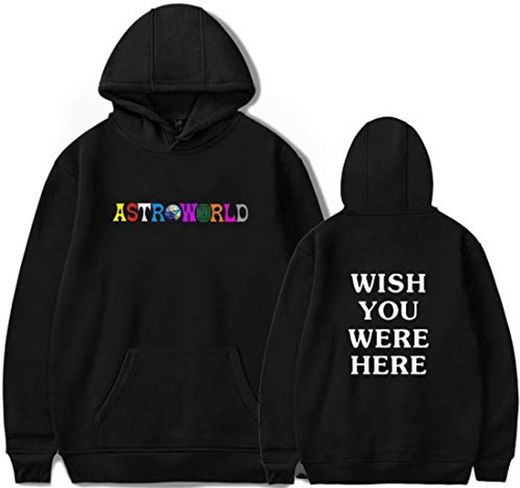 PANOZON Sudadera Hombre Travis Scott Astroworld Impresión de Logo Hoodie Chaqueta con