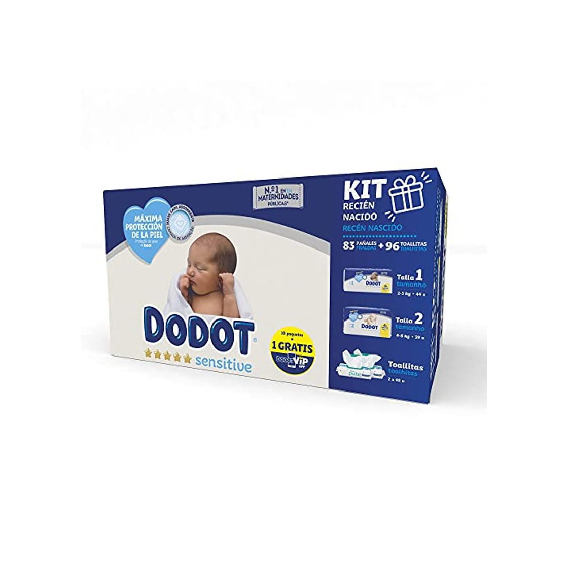 Producto Dodot Sensitive Kit Recién Nacido: 44 pañales Talla 1 (2-5 Kg)