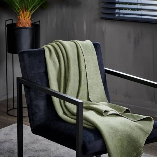 OVERLOCK | Manta verde escuro W 120 x L 180 cm