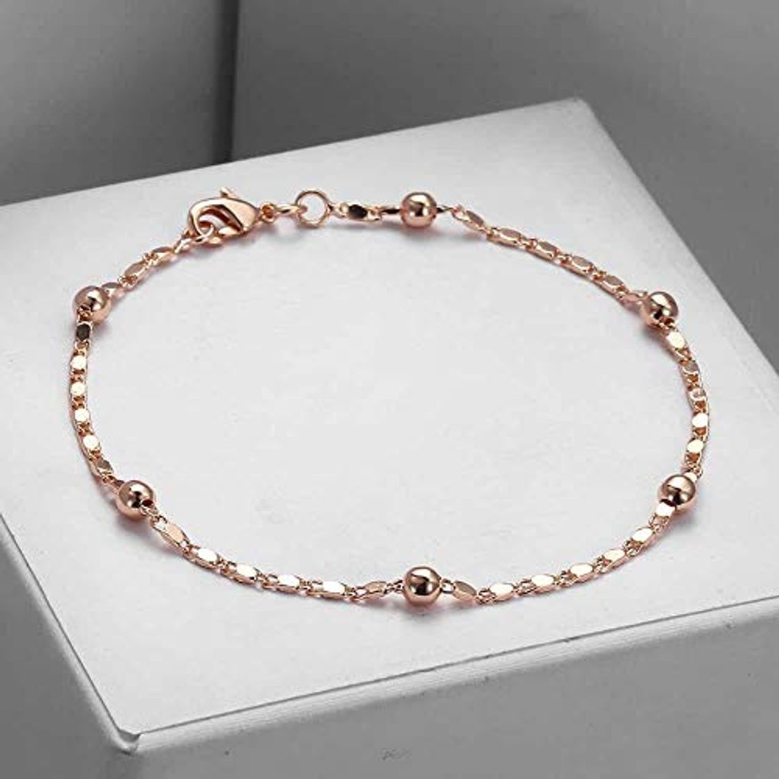 Producto Homie 2mm Marina Stick Bead Link Pulsera de Cadena para Mujer Chica 585 Rose Gold Bracelet Link Chain 20cm Regalos de Fiesta