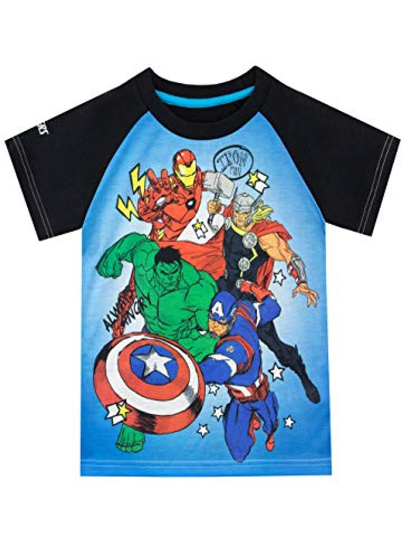 Fashion Marvel Camiseta de Manga Corta para niños Avengers Azul 3