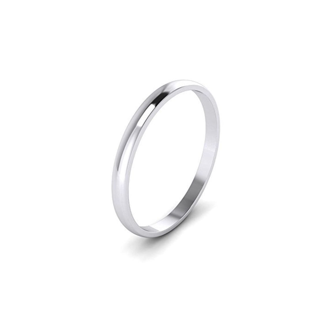 Products 9ct White Gold, G) - Unisex Solid 9ct Gold, 2mm D Shape,