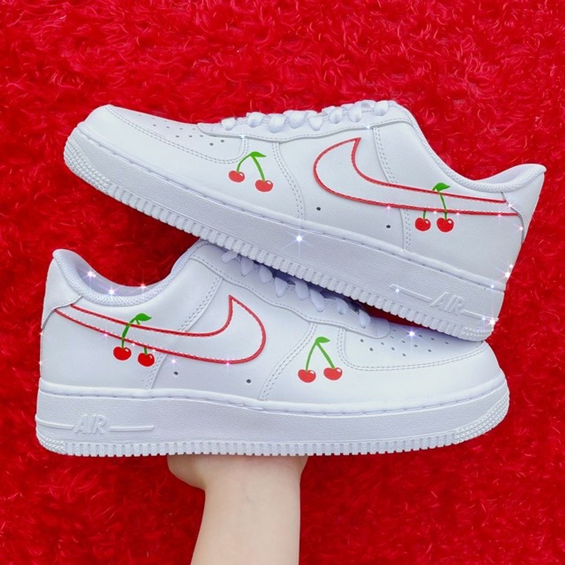 Moda 🍒CUSTOM HANDPAINTED CHERRY AIR FORCE 1🍒