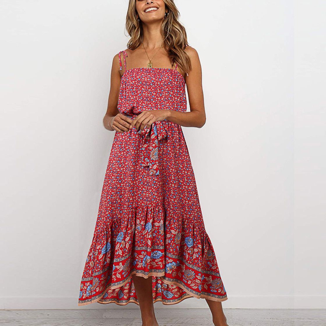 Product Vestidos Mujer Casual Playa Largos Boho Floral Maxi Vestido Bohemio Tirantes Playa