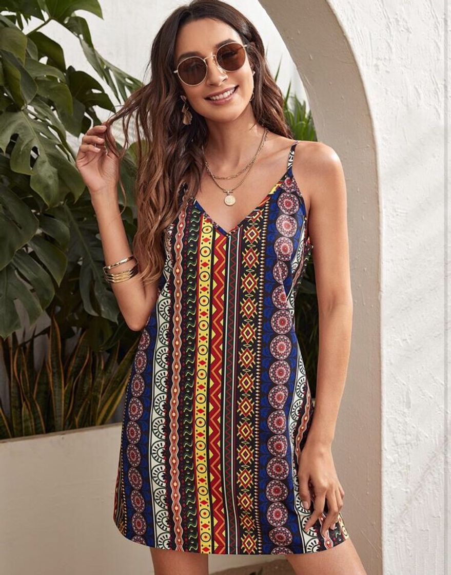 Moda SHEIN Tribal Boho Vestido