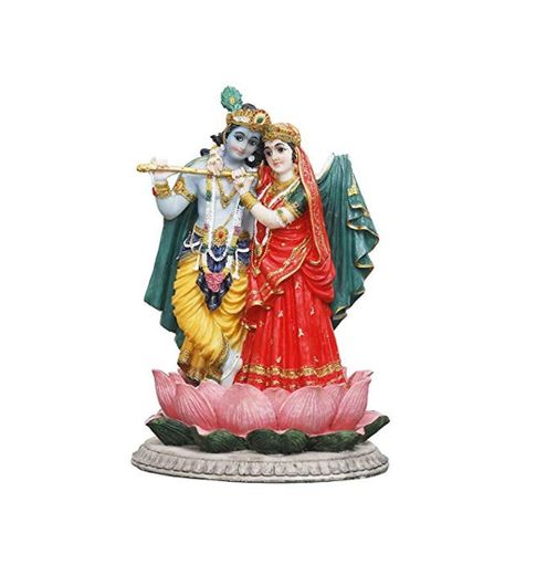 Modfash Radha Krishna Murti en flor de loto hindú Dios y diosa