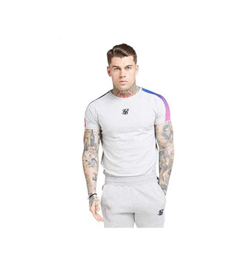 Camiseta Siksilk Fade Panel Gris/Neon XS