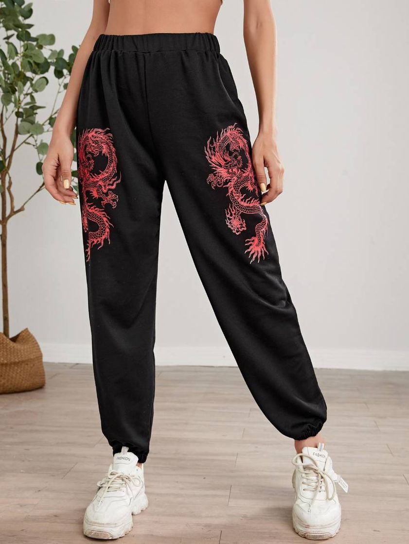 Moda Calça Dragão Moletom SHEIN