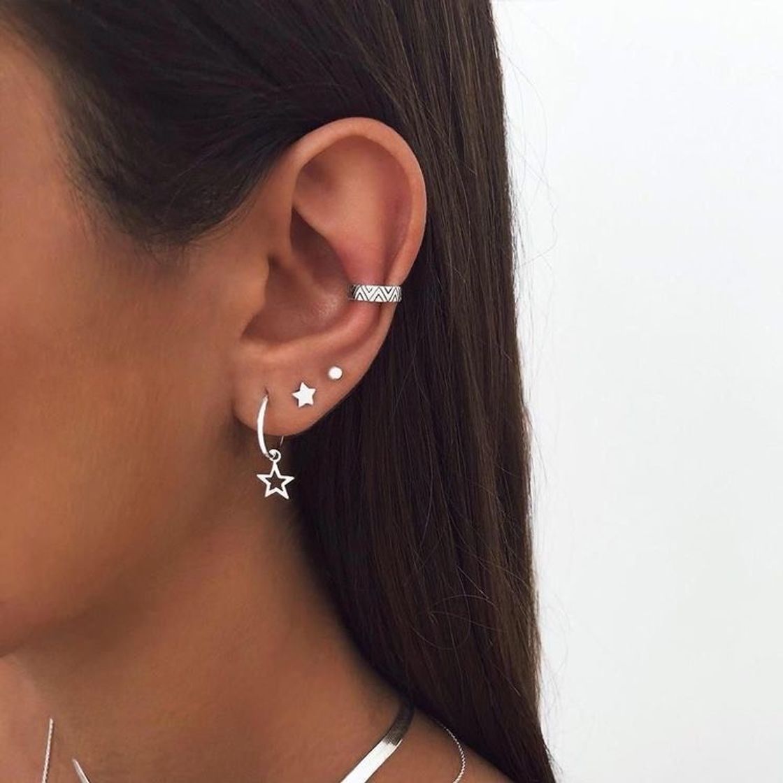 Moda Combinação piercing de prata 