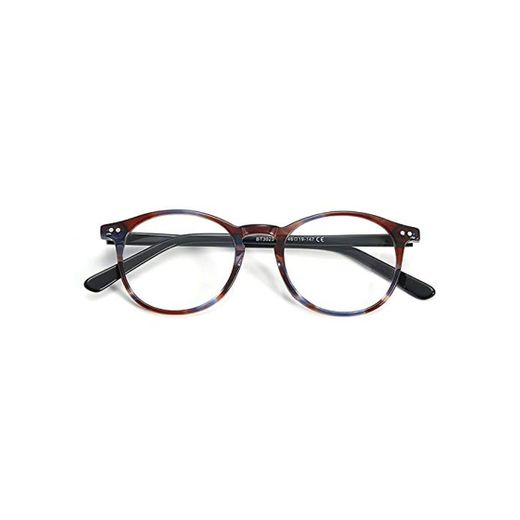 ZENOTTIC Montura de Gafas Redondas de Acetato para Hombres Mujeres Lente Transparentes