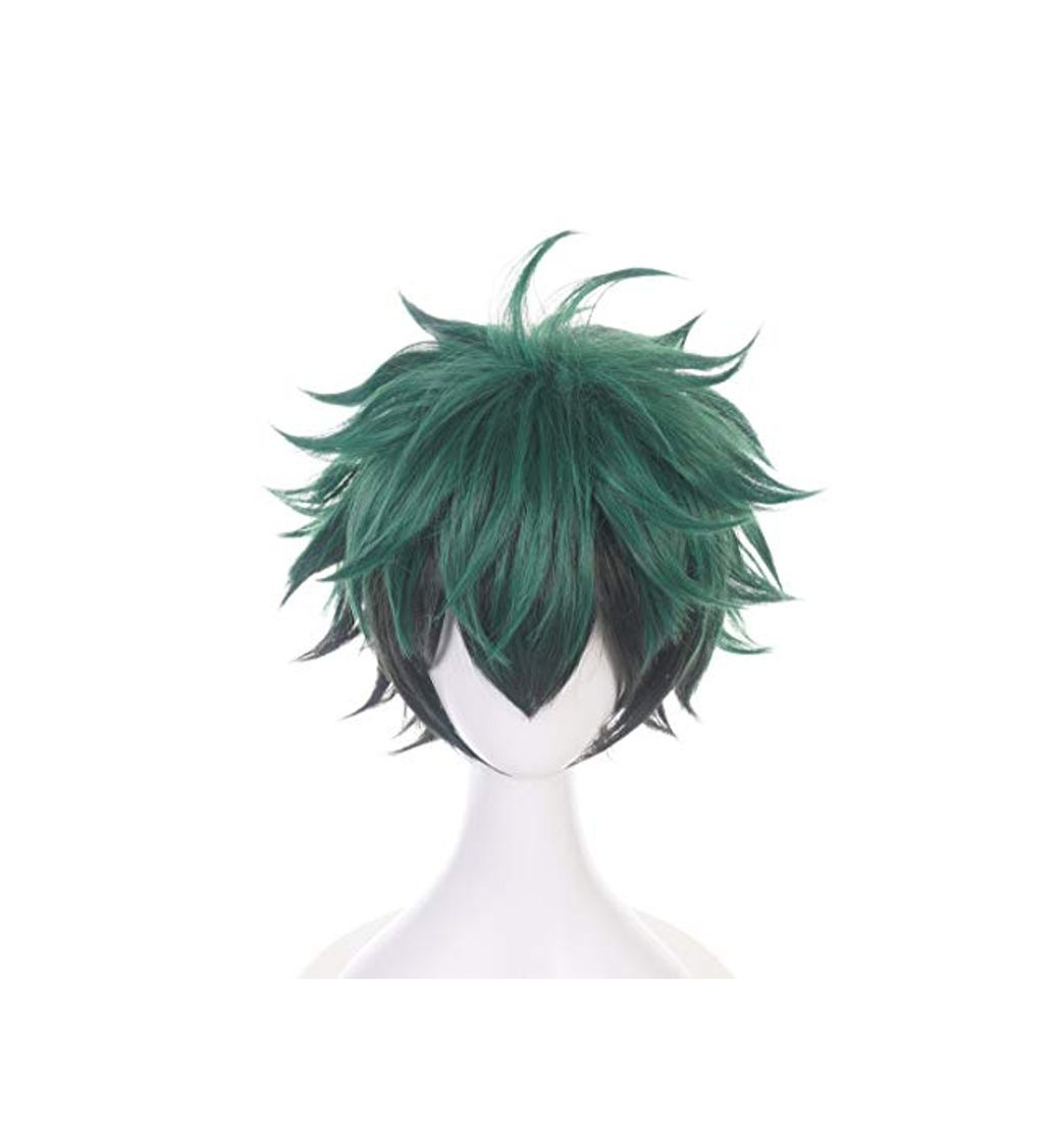 Products Topcosplay Anime Peluca Verde-Negro Cosplay Corta Pelucas Sintéticas de My Hero Academia