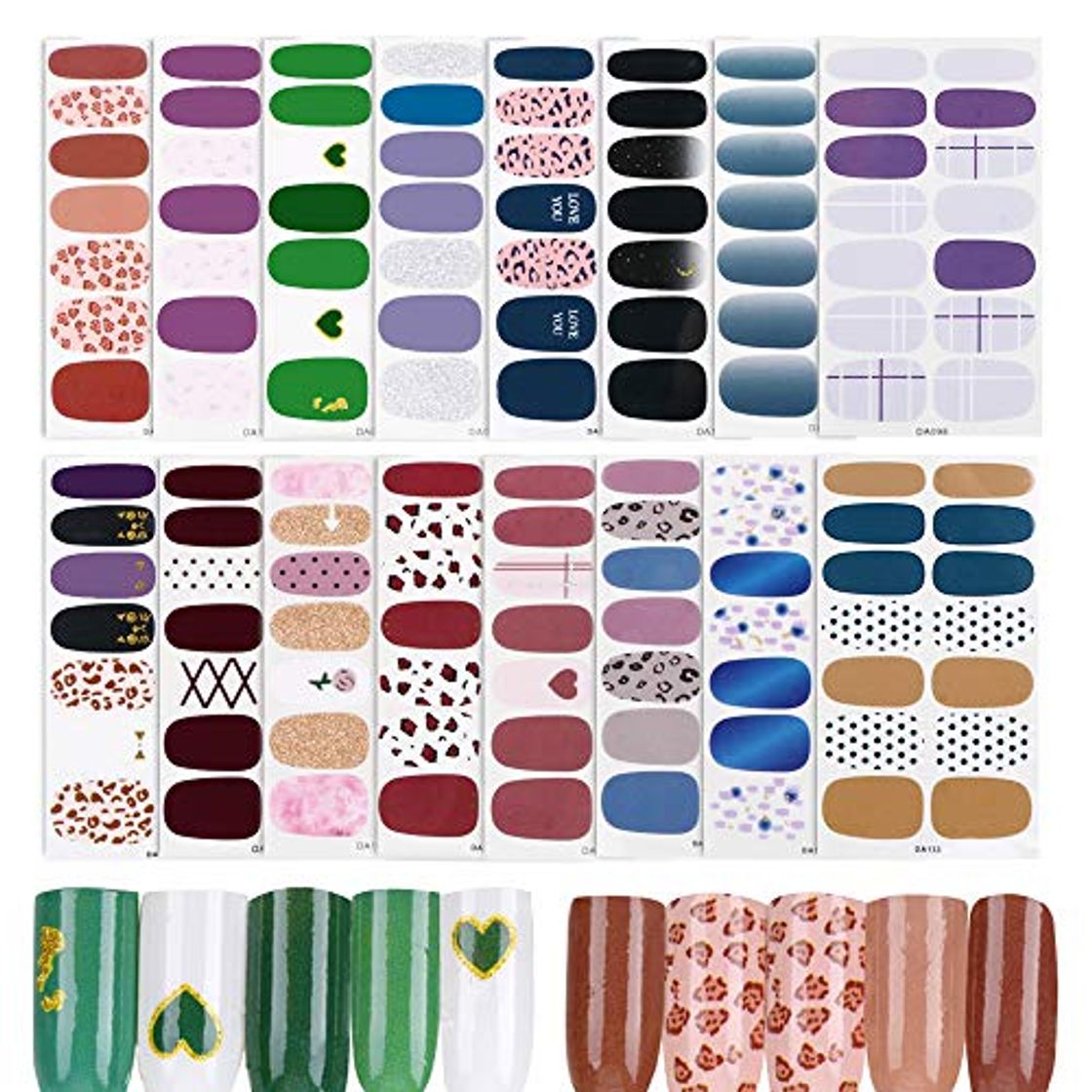 Product FLOFIA 16 Hojas Pegatinas Uñas Decorativas Adhesivas Nail Stickers Full Cover Etiqueta Adhesiva Uñas Cubierta Completa Calcomanías Etiqueta Engomada Uñas Autoadhesivas para Arte de Uñas DIY