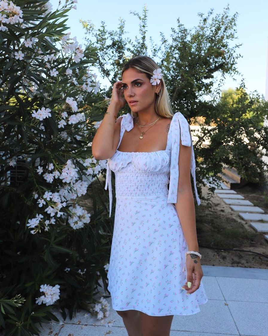 Social Mini Dress Gianna' White Floral 