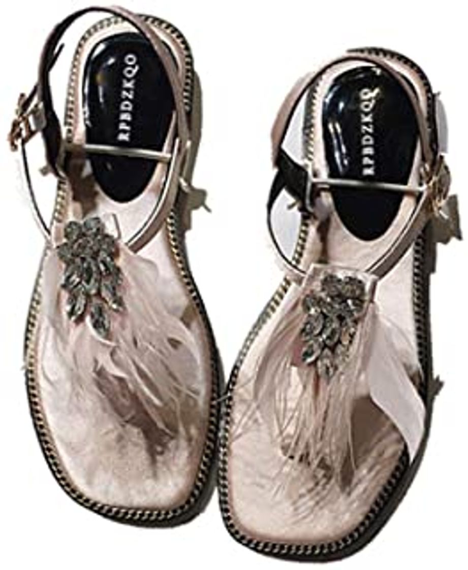 Fashion QIANWEIXI Sandalias Planas Mujer Bohemia Zapatos Mujer Sandalias String Bead Flip Flop