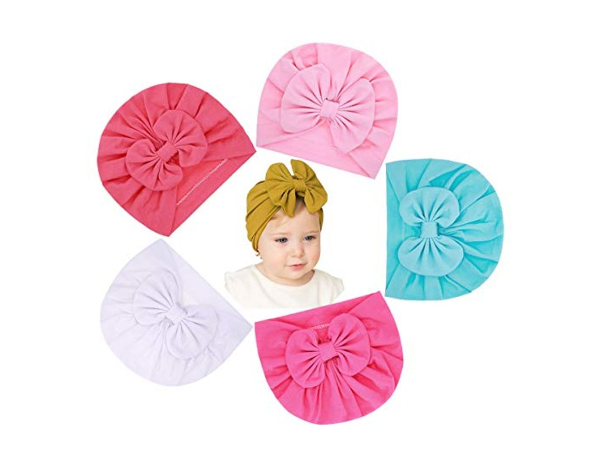 Product Lumsinker 5 gorros de moda para bebé niña con lazo turbante nudo para bebés