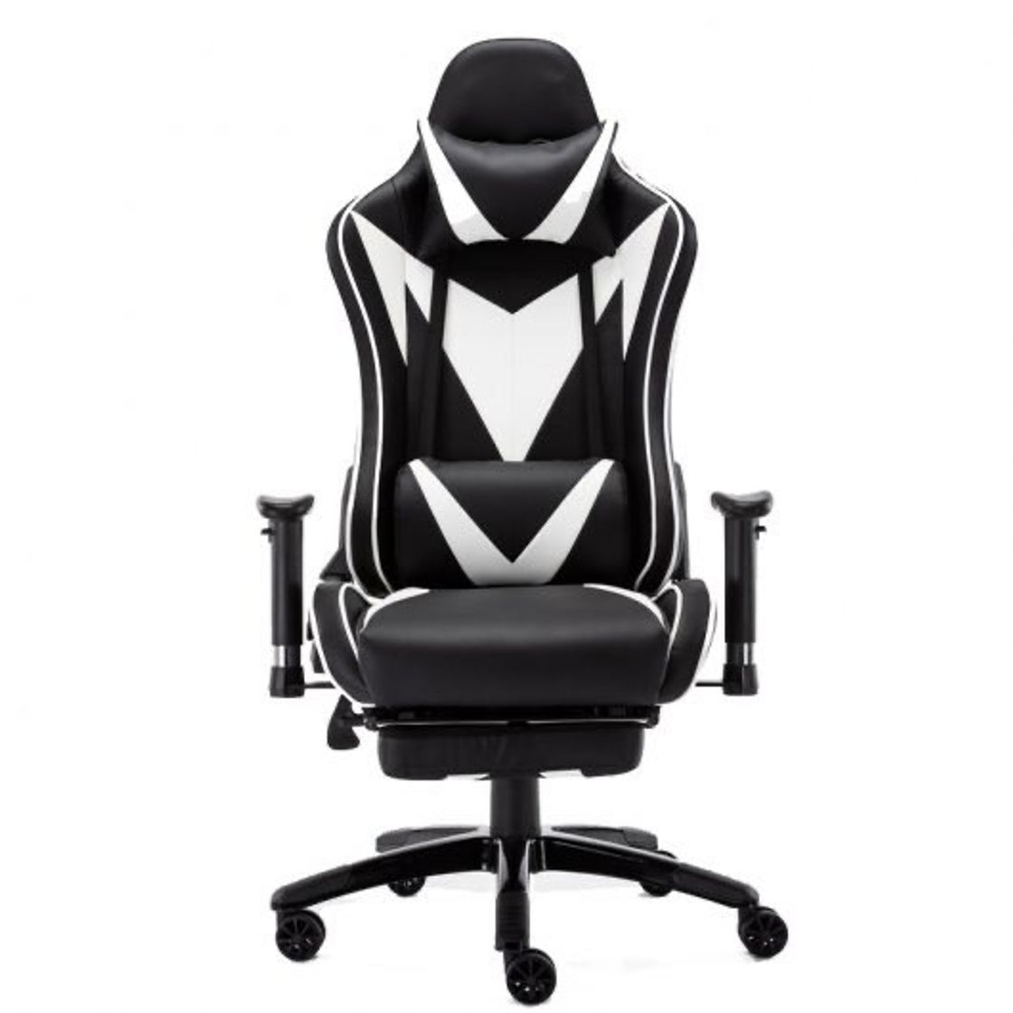 Moda F004 Silla Gaming con Reposapiés Blanca/Negra | Oferta PcDays