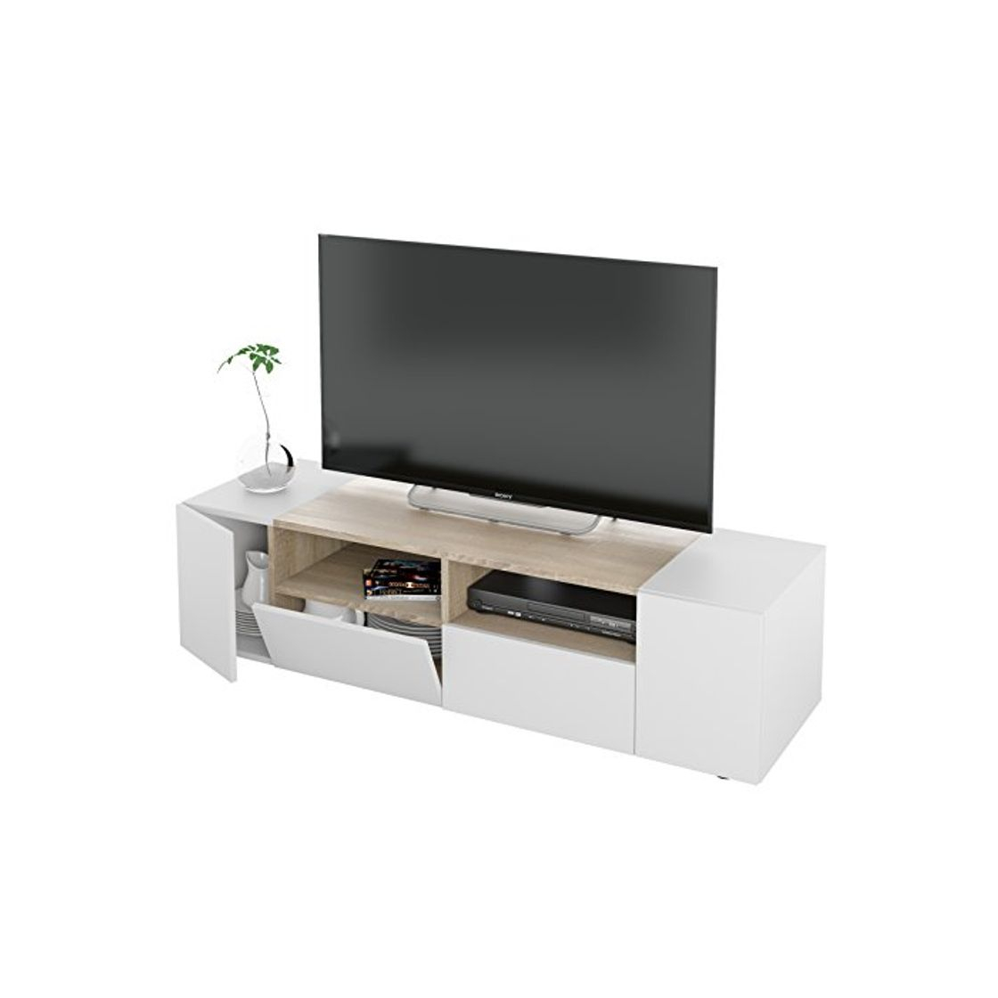 Products Habitdesign 0F6624A - Mueble de Salon, modulo Comedor Tamiko, Acabado Blanco Artik