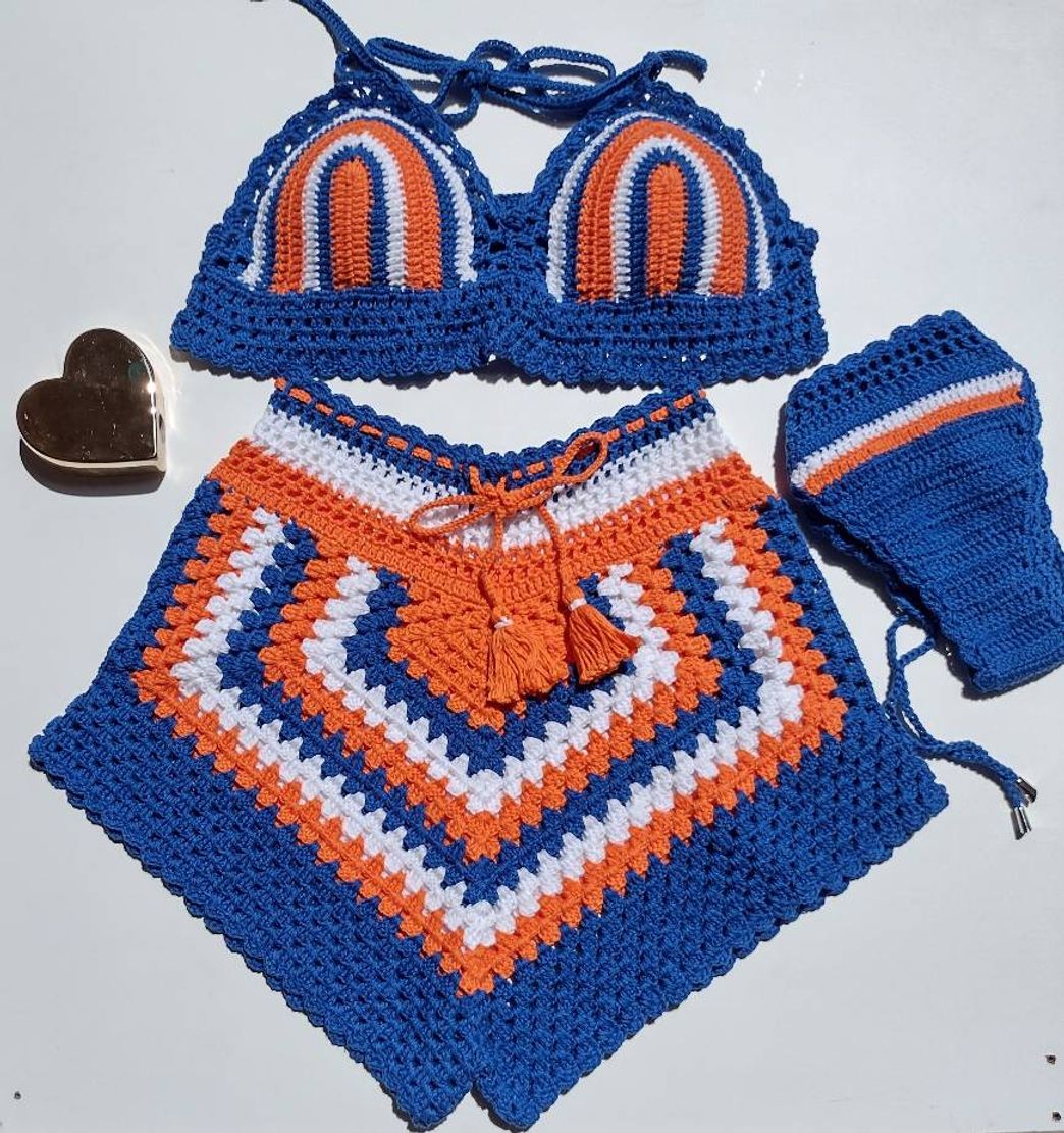 Moda Casa Mujer Fuera el Cuello en v de Ganchillo Conjunto de Bikini de Punto Triángulo de Neopreno el Bikini Boho Dos Piezas de Traje de Croché Baño Beachwear