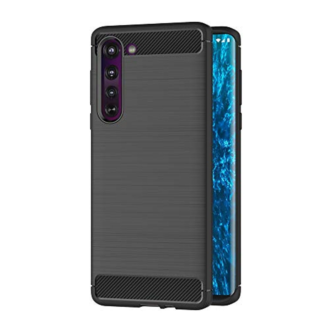 AICEK Funda Compatible Moto Edge, Negro Silicona Fundas para Motorola Moto Edge