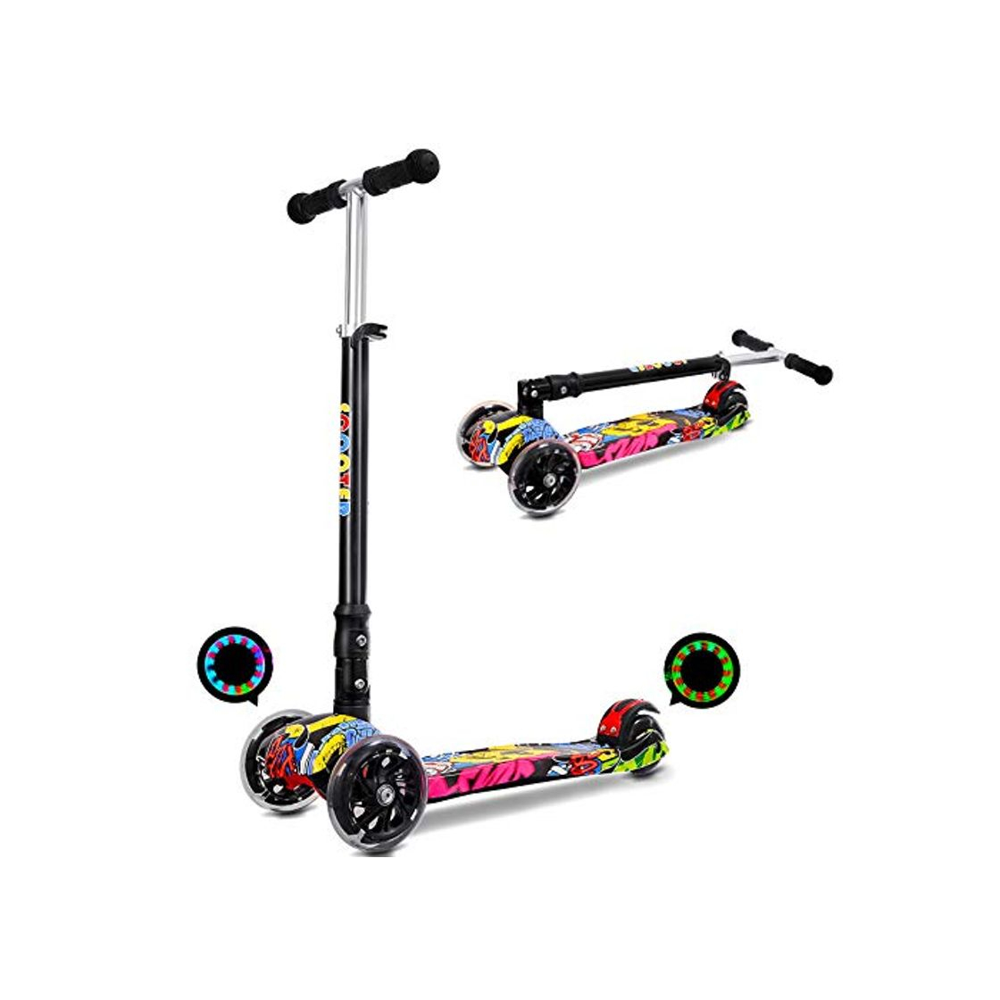 Producto IMMEK Patinete Plegable con 4 Ruedas PU con Led Luces Altura Ajustable