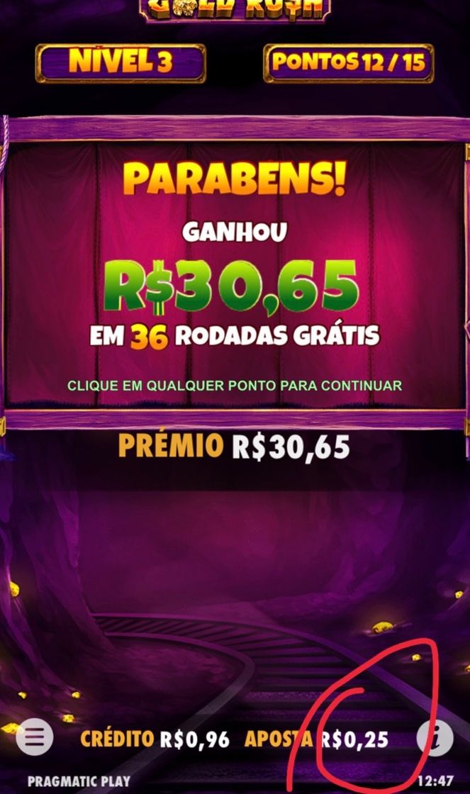 Gold rush com 0,25$