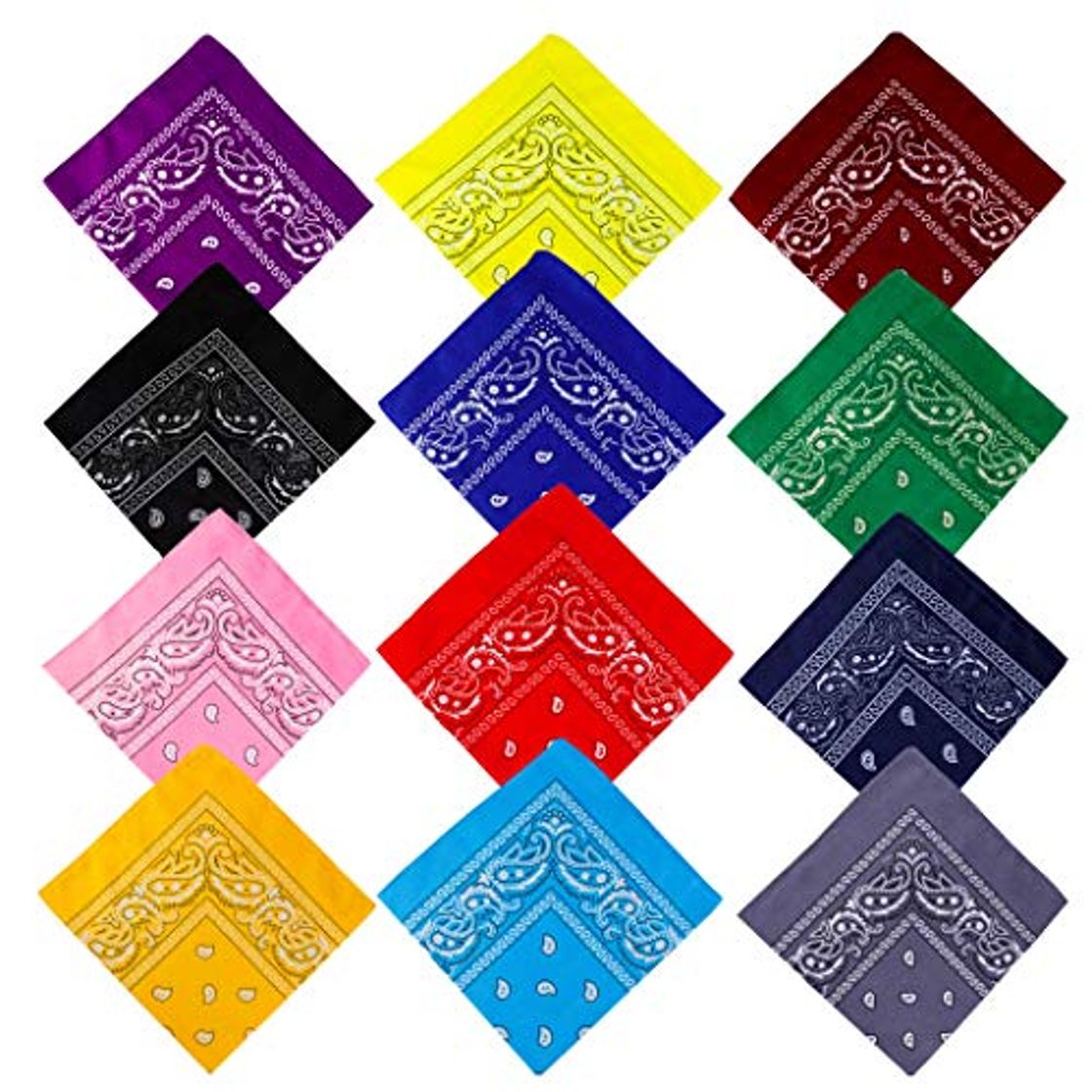 Fashion Pañuelos Bandanas de Modelo de Paisley para Cuello Cabeza Multicolor Múltiple para