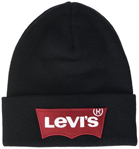 Levi's Oversized Batwing Beanie Gorro de Punto, Negro